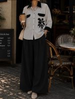 ست شومیز شلوار راه راه دوجیب