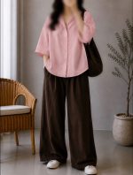 شومیز کتان یقه شکاری