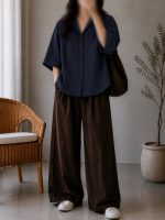 شومیز کتان یقه شکاری