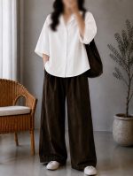 شومیز کتان یقه شکاری