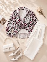شومیز پلنگی+کراپ