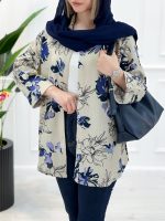 شومیز مانتویی گلدار