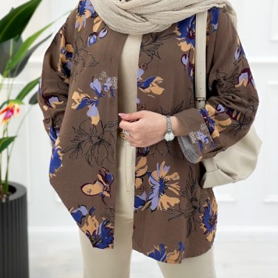 شومیز مانتویی گلدار