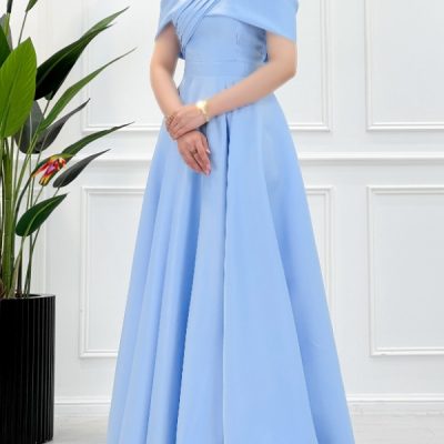 پیراهن ماکسی ساتن یقه پاپیونی